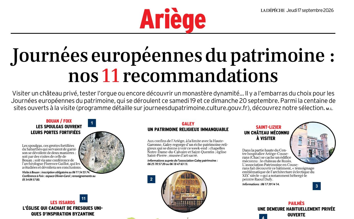 Les Journées du patrimoine du samedi 19 septembre 2026 : c&rsquo;est la presse qui en parle le mieux !